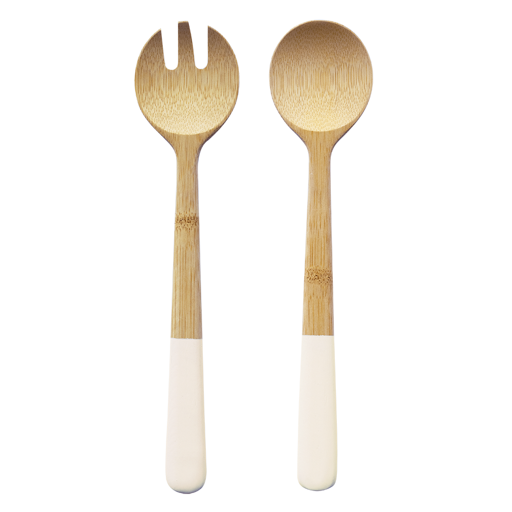 Bamboo Salad Server Set - White