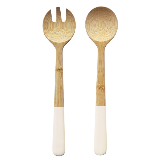 Bamboo Salad Server Set - White