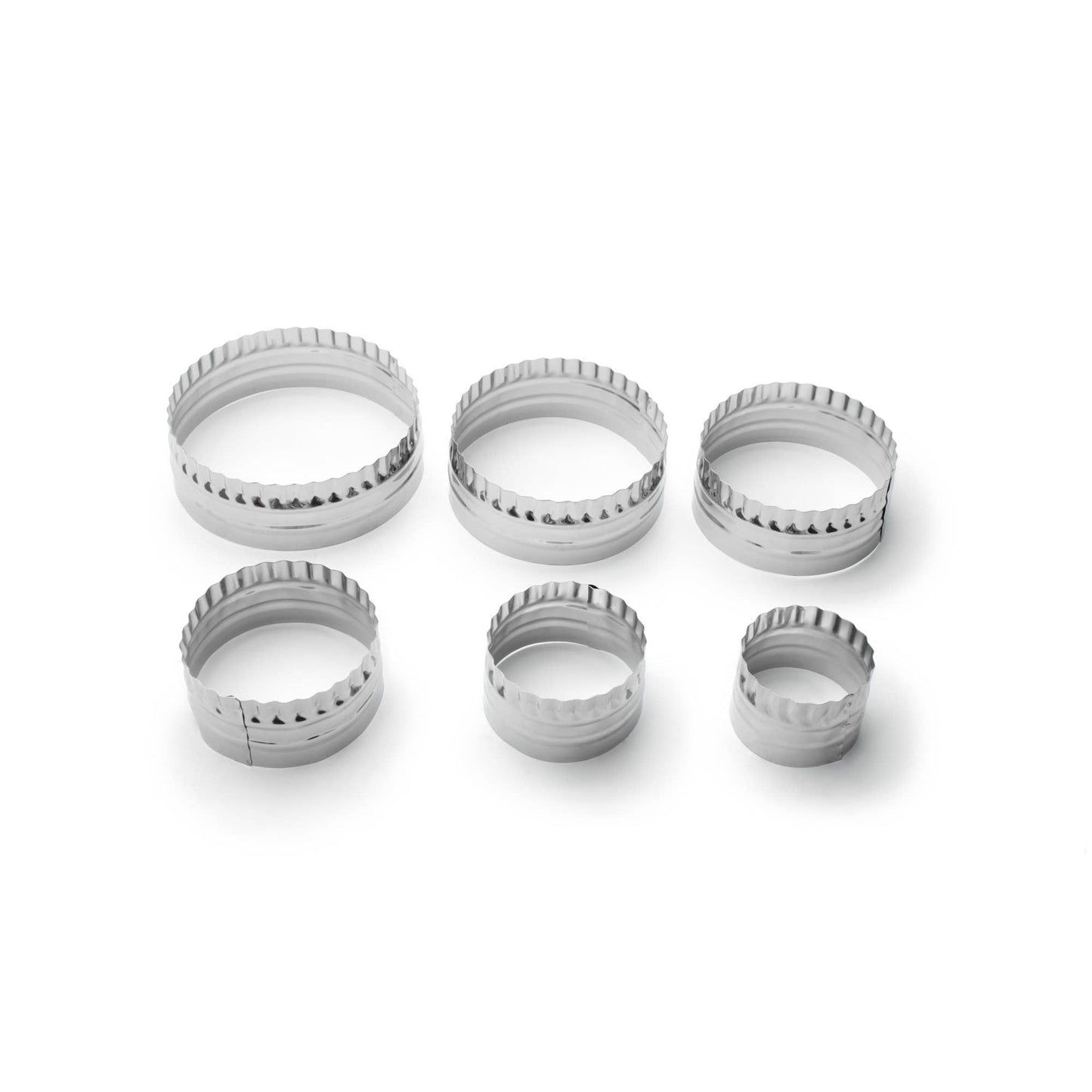 Plain and Crinkled Circle Cookie Cutter Set, 6-Piece