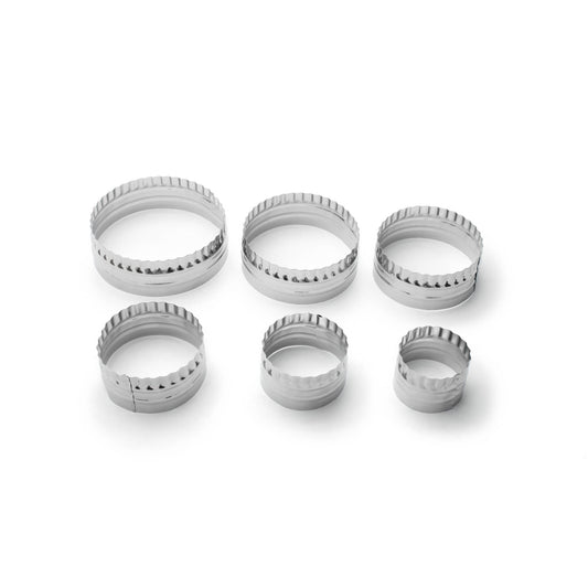 Plain and Crinkled Circle Cookie Cutter Set, 6-Piece