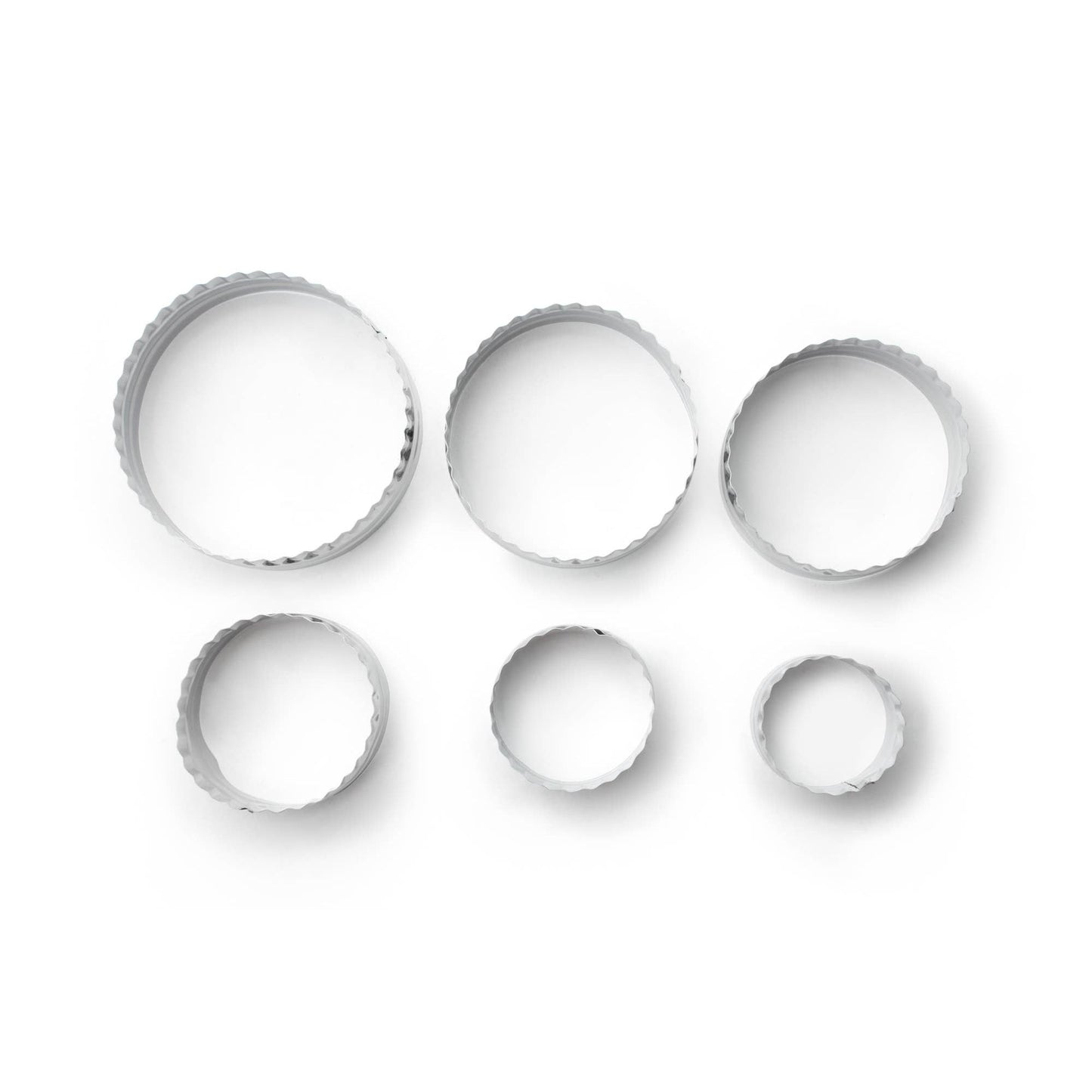 Plain and Crinkled Circle Cookie Cutter Set, 6-Piece