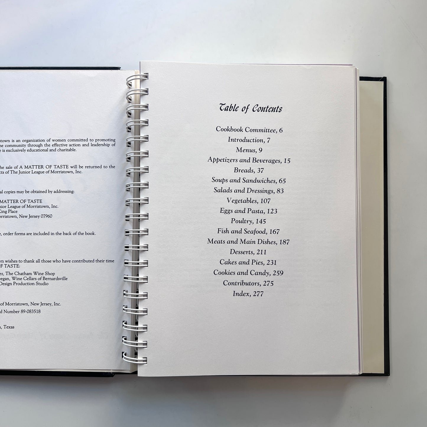 Community Cookbook: A Matter of Taste (The Junior League of Morristown, NJ)