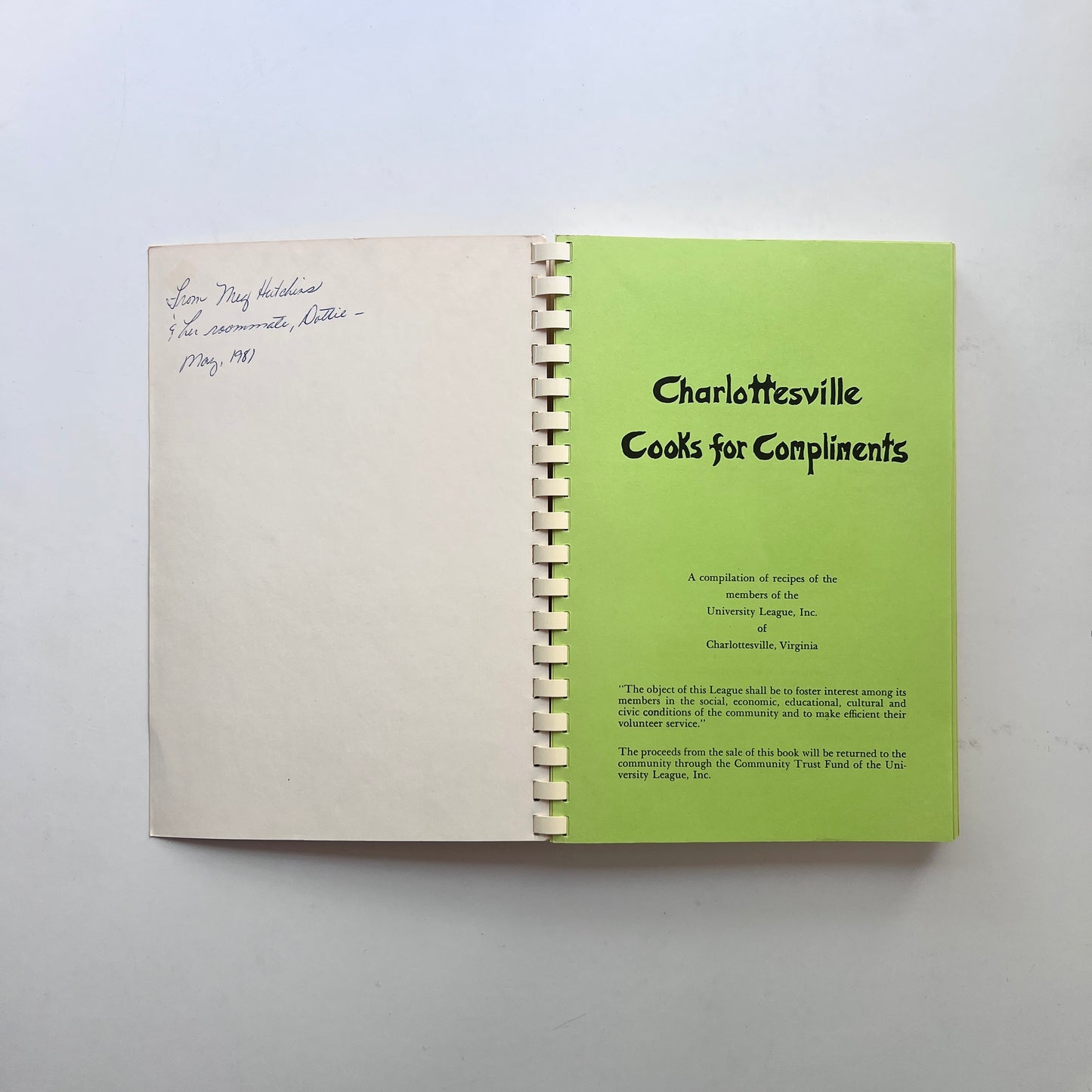 Community Cookbook: Charlottesville Cooks for Compliments (University League of Charlottesville, VA)